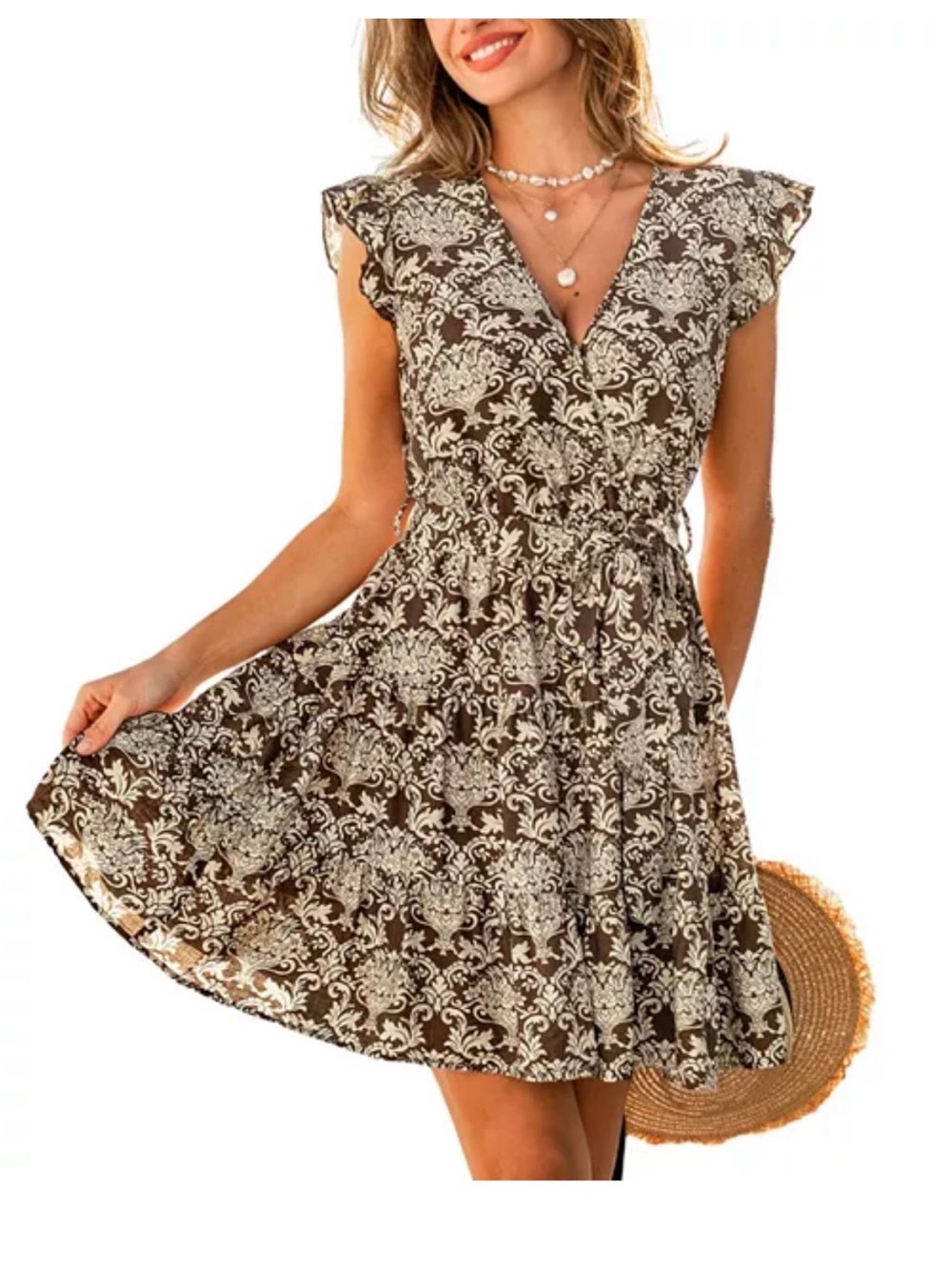 Cupshe
Women's Surplice V-Neck Short-Sleeve Woven Mini Dress medium new